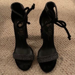 Navy blue sequins heels